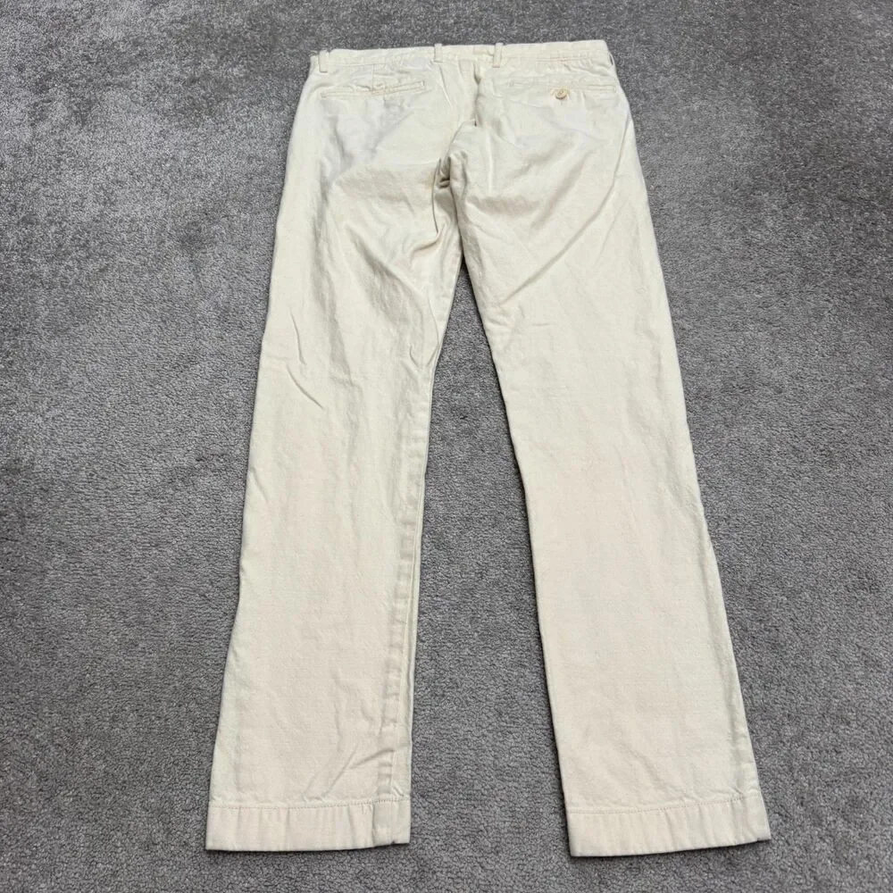 J.Crew 484 Slim Fit Chino Pants Mens 31x32 Cream Straight Leg Flat Front Cotton